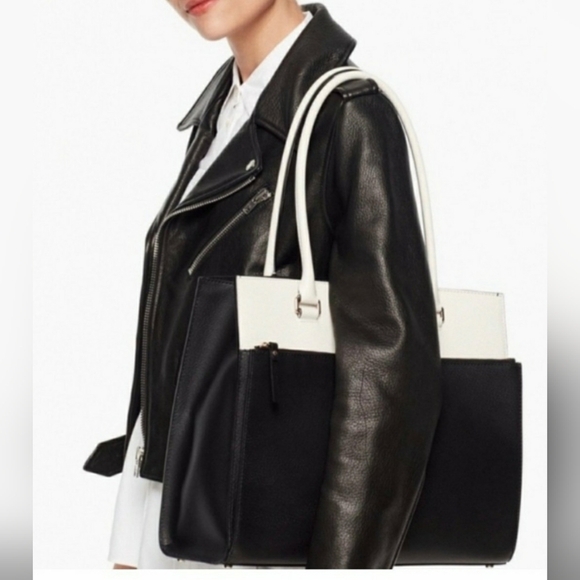 Kate spade new york Grove Street Women's Large Satchel Bag Black/White - Picture 3 of 16